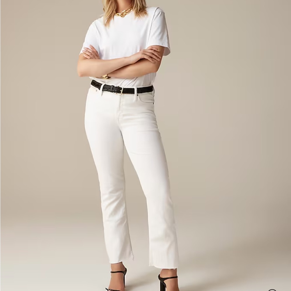 J Crew 9” Demi Crop Jean Size 35/20 Women’s White Stretch Raw Hem